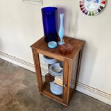 Dark wood display case and transparent glass