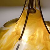 Adjustable vintage design XXL pendant lamp, brass plexiglass, 70s