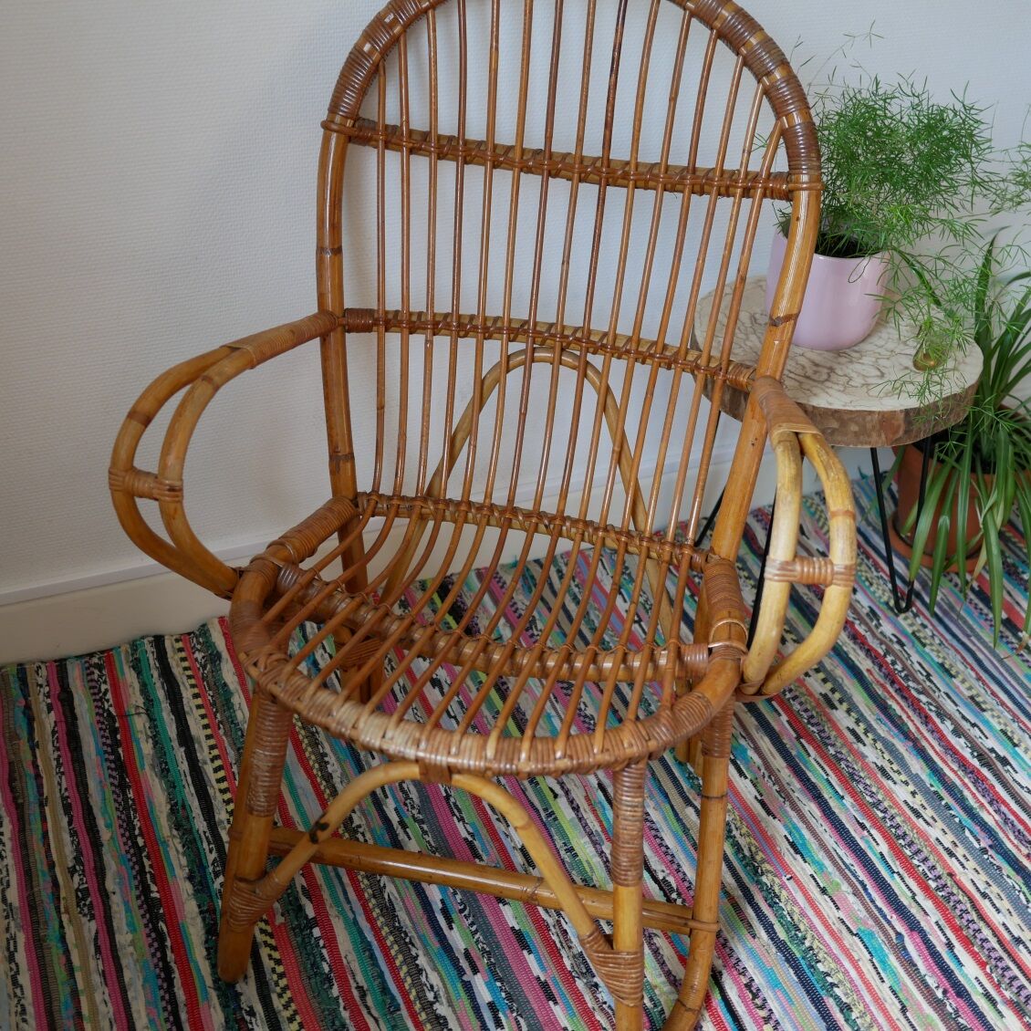 Armchair in rattan of the 1960s