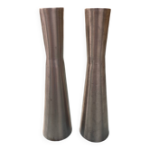 Pair of aluminum candlesticks