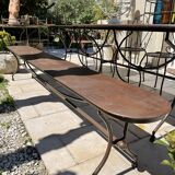 Artisanal wrought iron garden bench