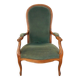 Fauteuil Voltaire tissus velours vert fin XIXe - début XXe siècle