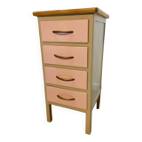 Beige and pale pink revamped 4-drawer bedside table