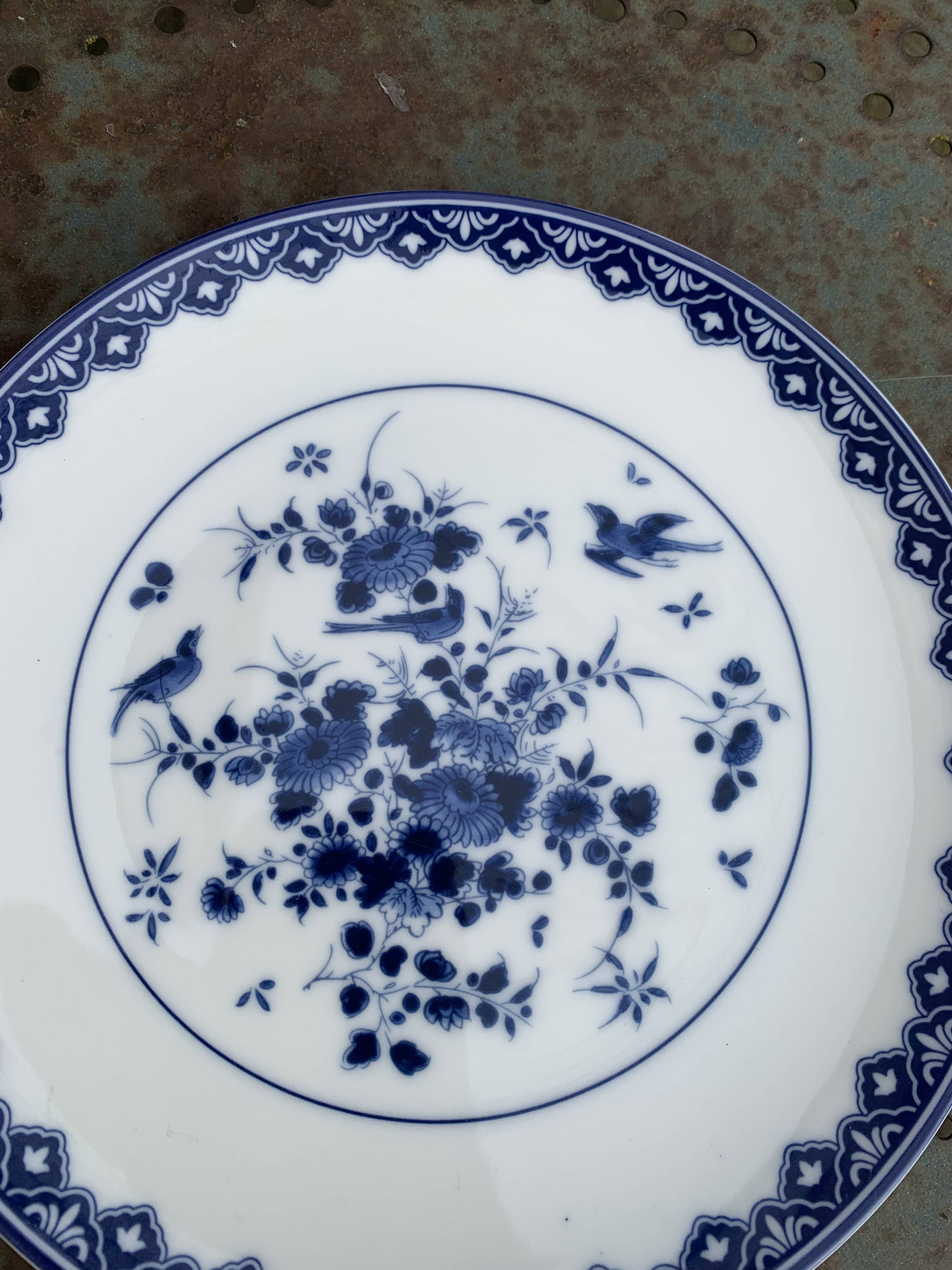 Collectible porcelain plate rijks museum flowers and blue birds, vintage and collector