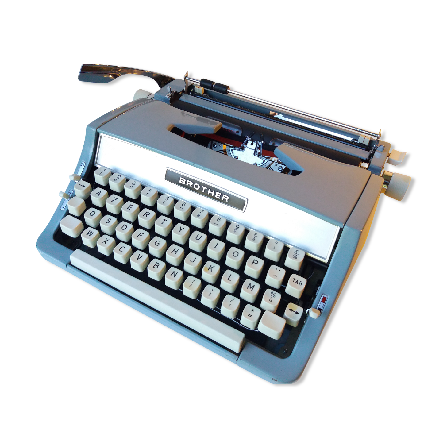Pale blue Brother typewriter