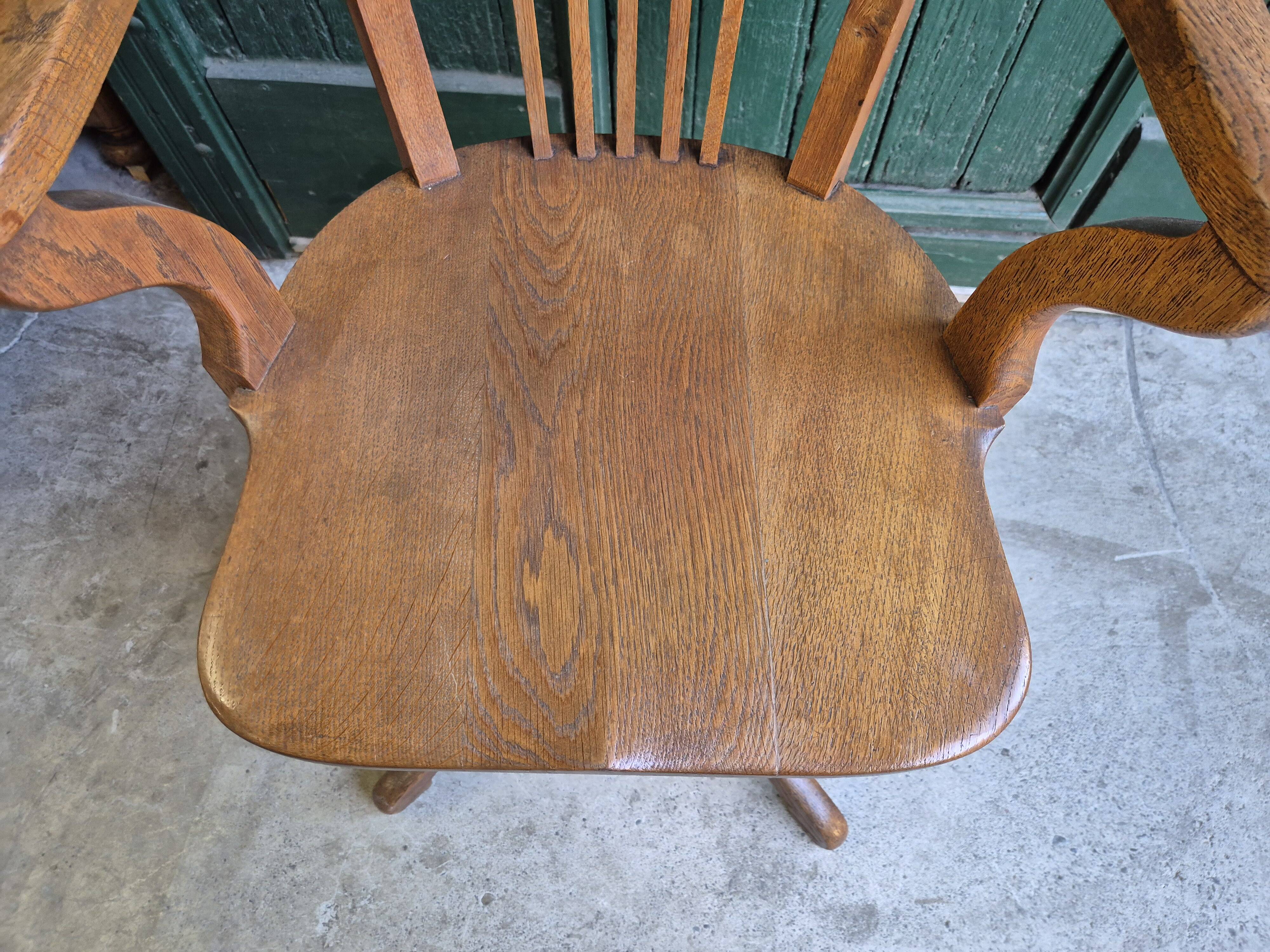 Fauteuil de bureau americain en chene reglable 1950