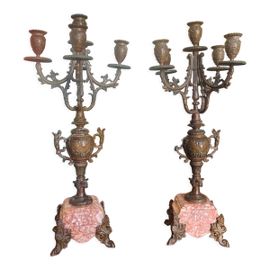 Paire chandeliers anciens socle