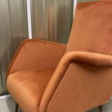 Italian armchair compass feet italy 60s reupholstered