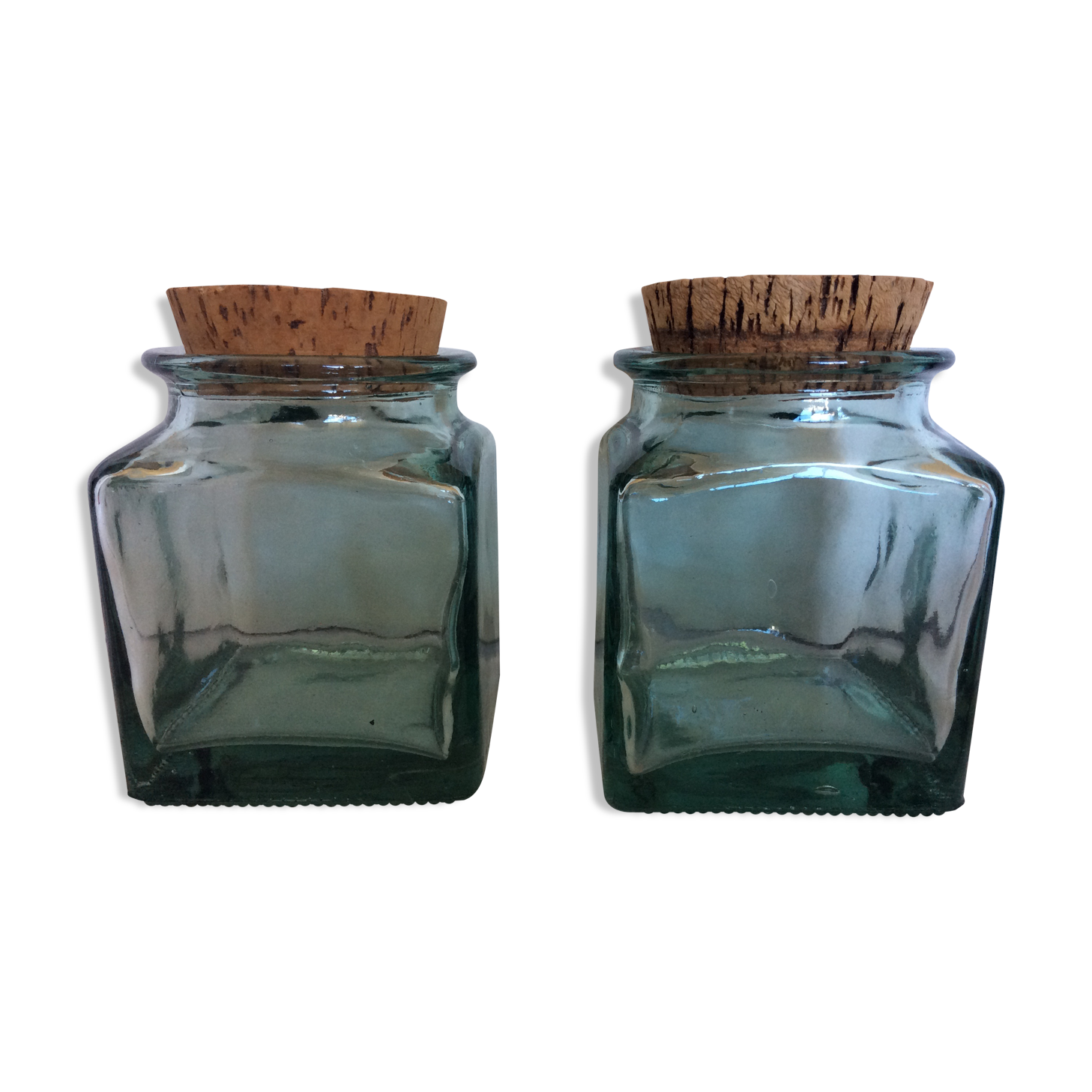 Duo of square jars