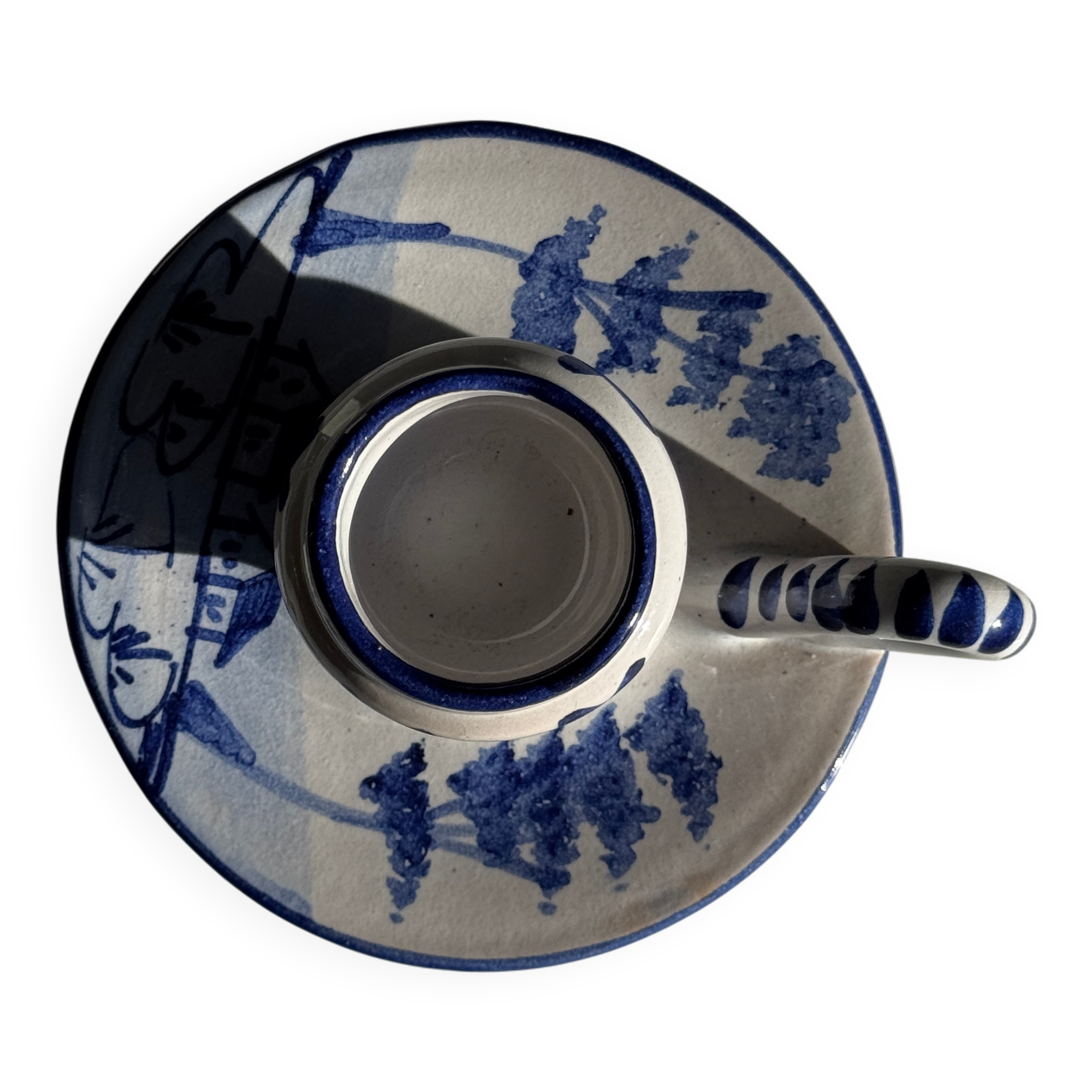 Dutch white and blue candlestick with windmill pattern H5 D10