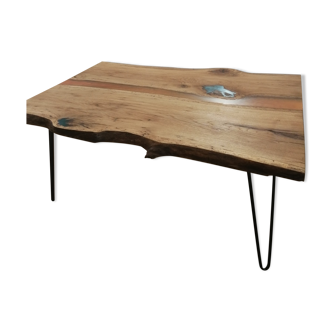 Low table design solid wood resin epoxy
