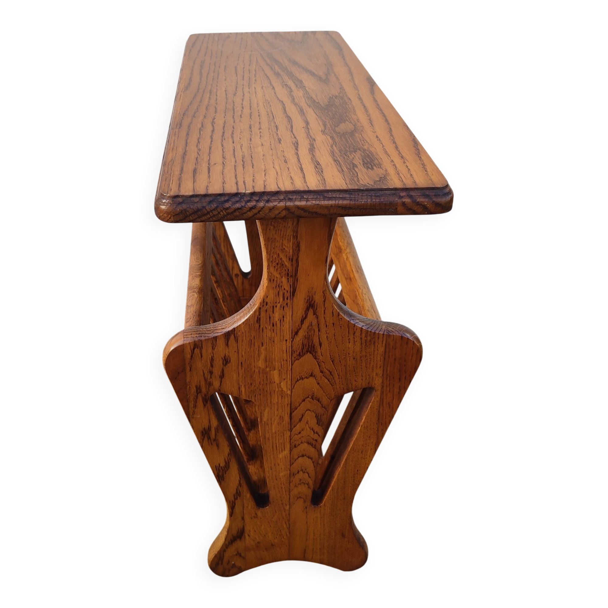 Vintage Oak Magazine Rack – Brutalist Style