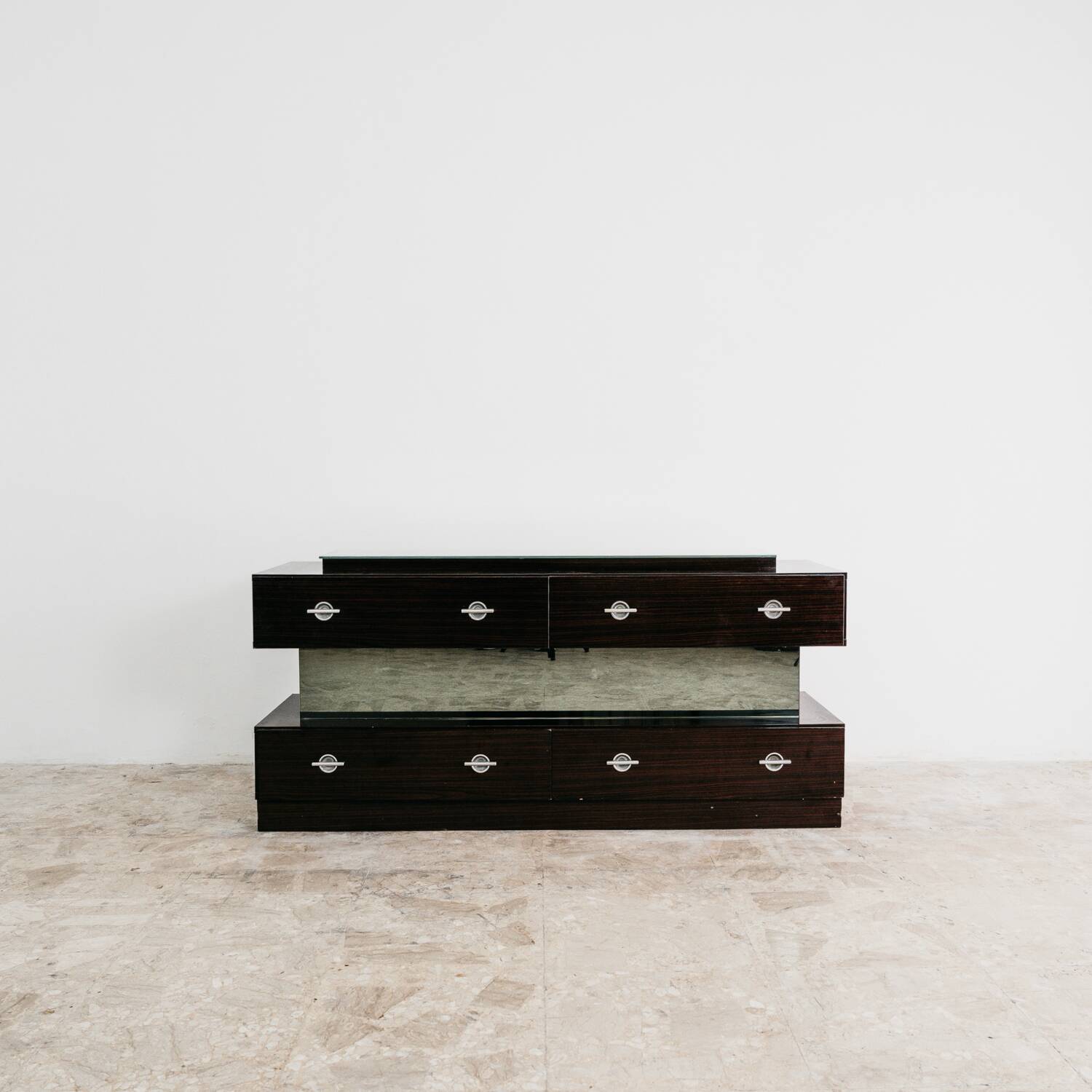 Comò Cassettiera In Ebano Macassar E Specchio Cubic Design Modern 70