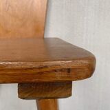 Série de 4 chaises bistrot rustique brutaliste en bois clair