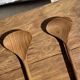Salad server or large flat oval teak spoon L28 D8.5