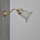 Brass gooseneck wall lamp and tulip lampshade