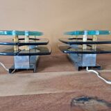 Pair of smoked glass wall lights - Veca editions, Fontana Arte - Design 1970