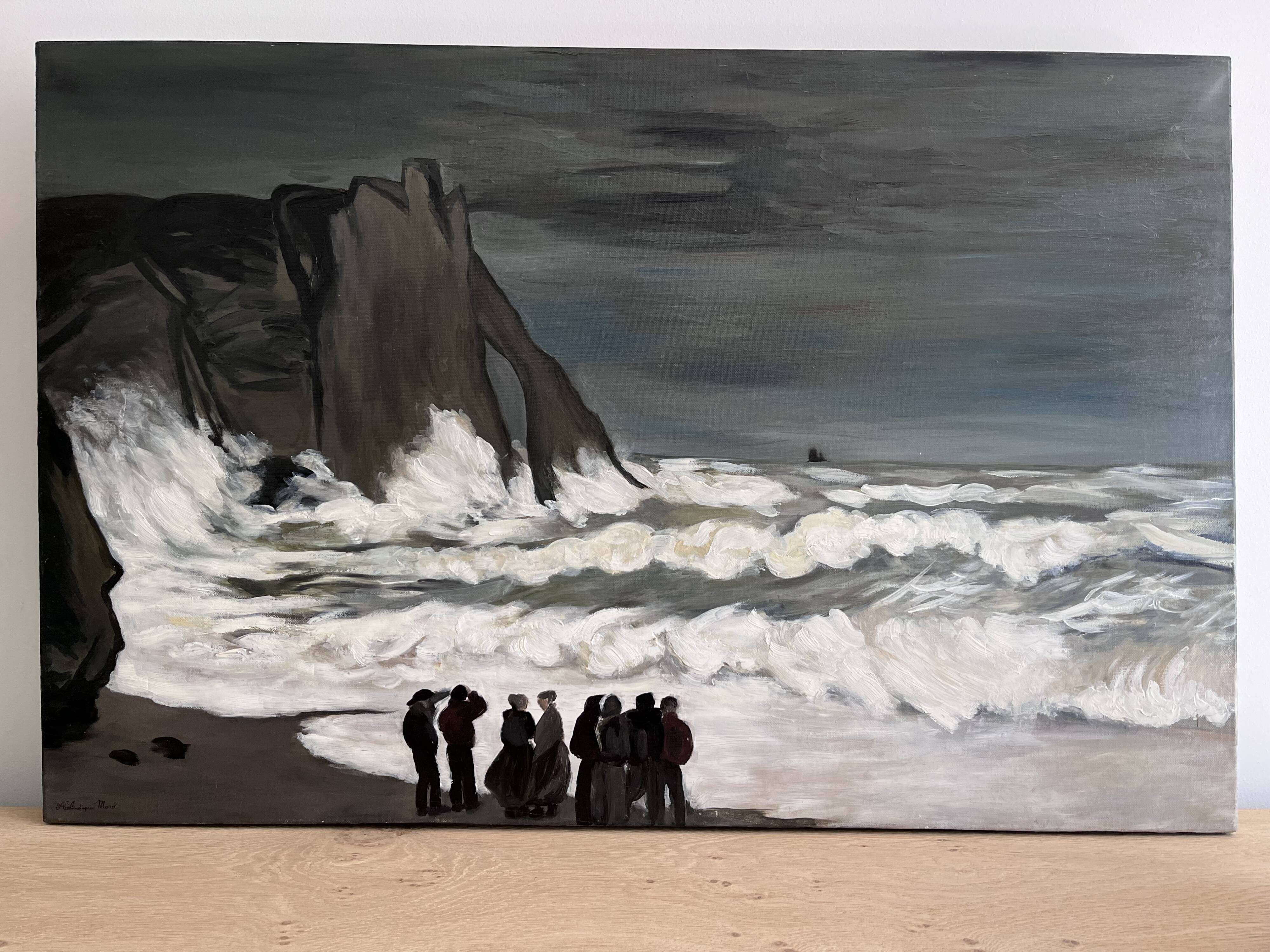 Huile sur toile inspirée des vues d’Etretat de Monet