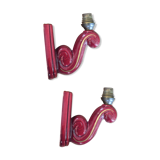 Pair of ceramic sconces grenat 50s