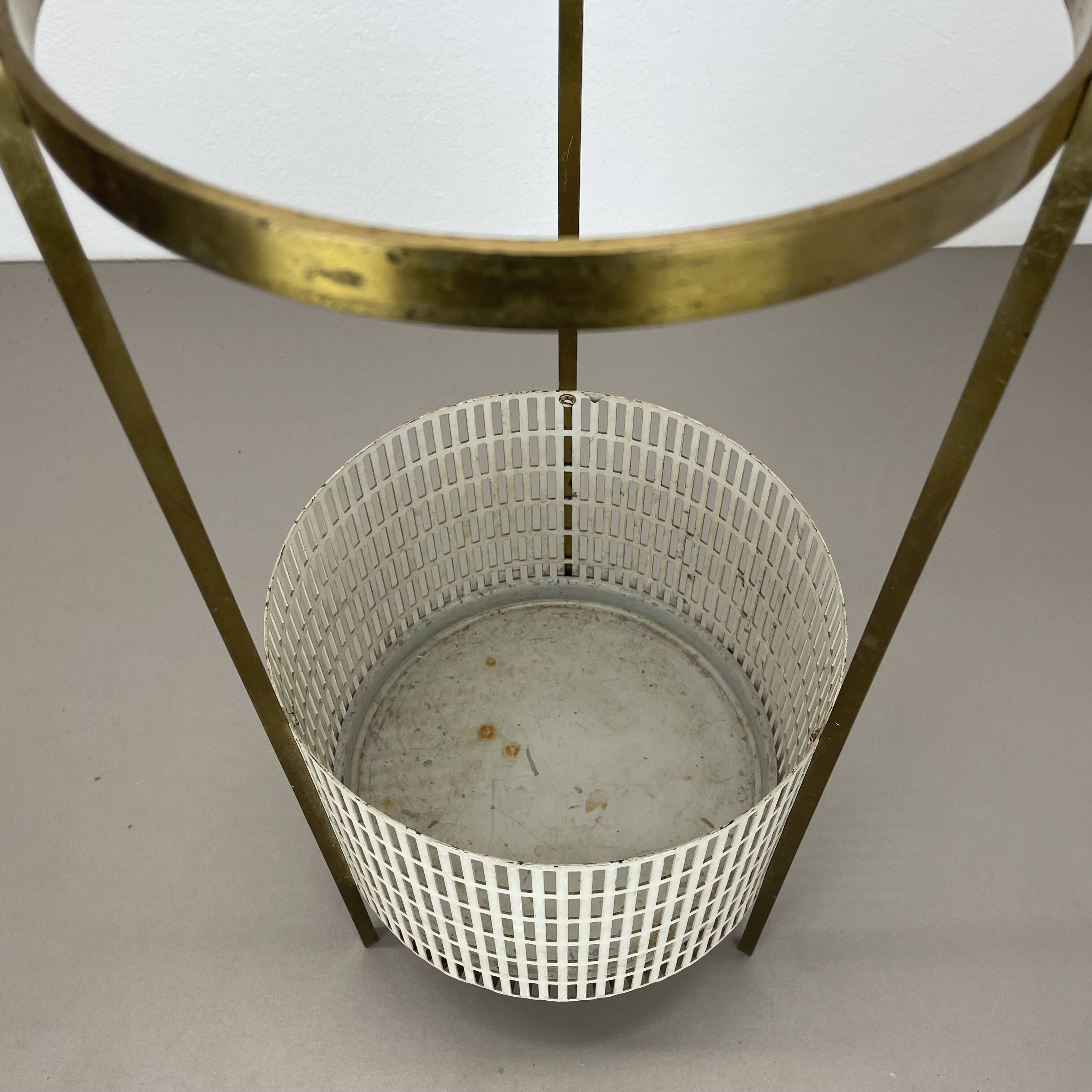 Midcentury Brass Mategot Style Hollywood Regency Umbrella Stand, France 50s