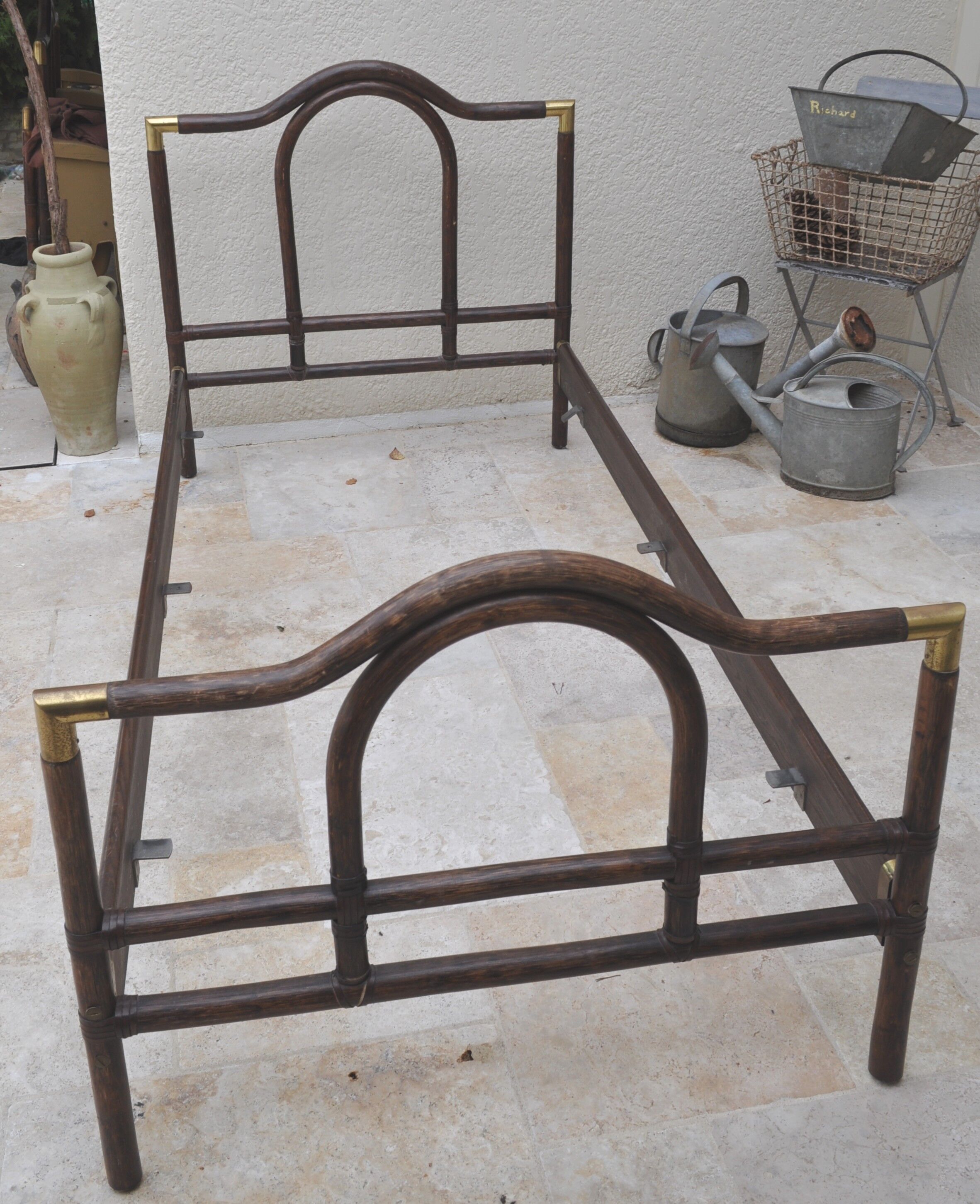 Brass bamboo rattan bed