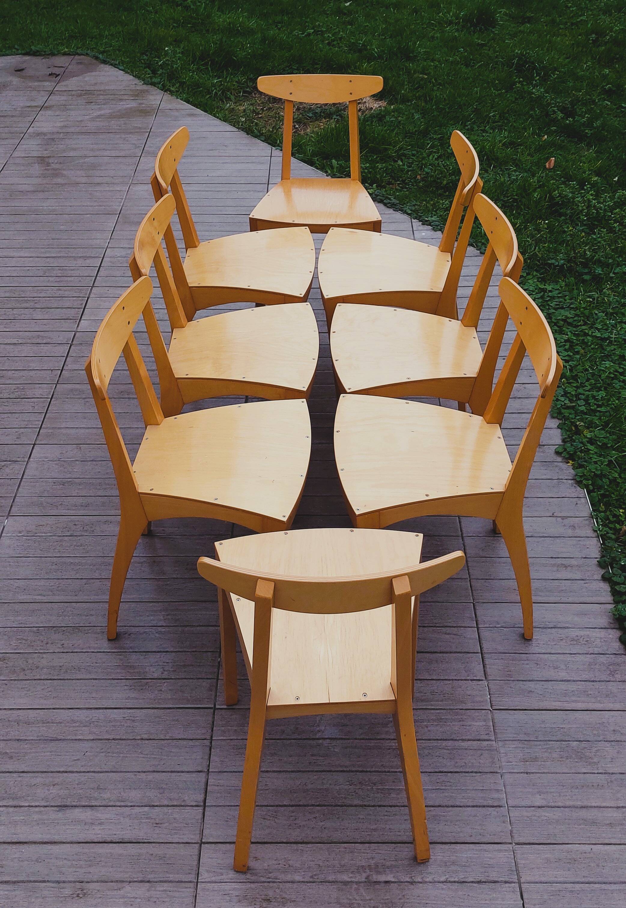 8 Zina chairs signed by Thibault Desombre