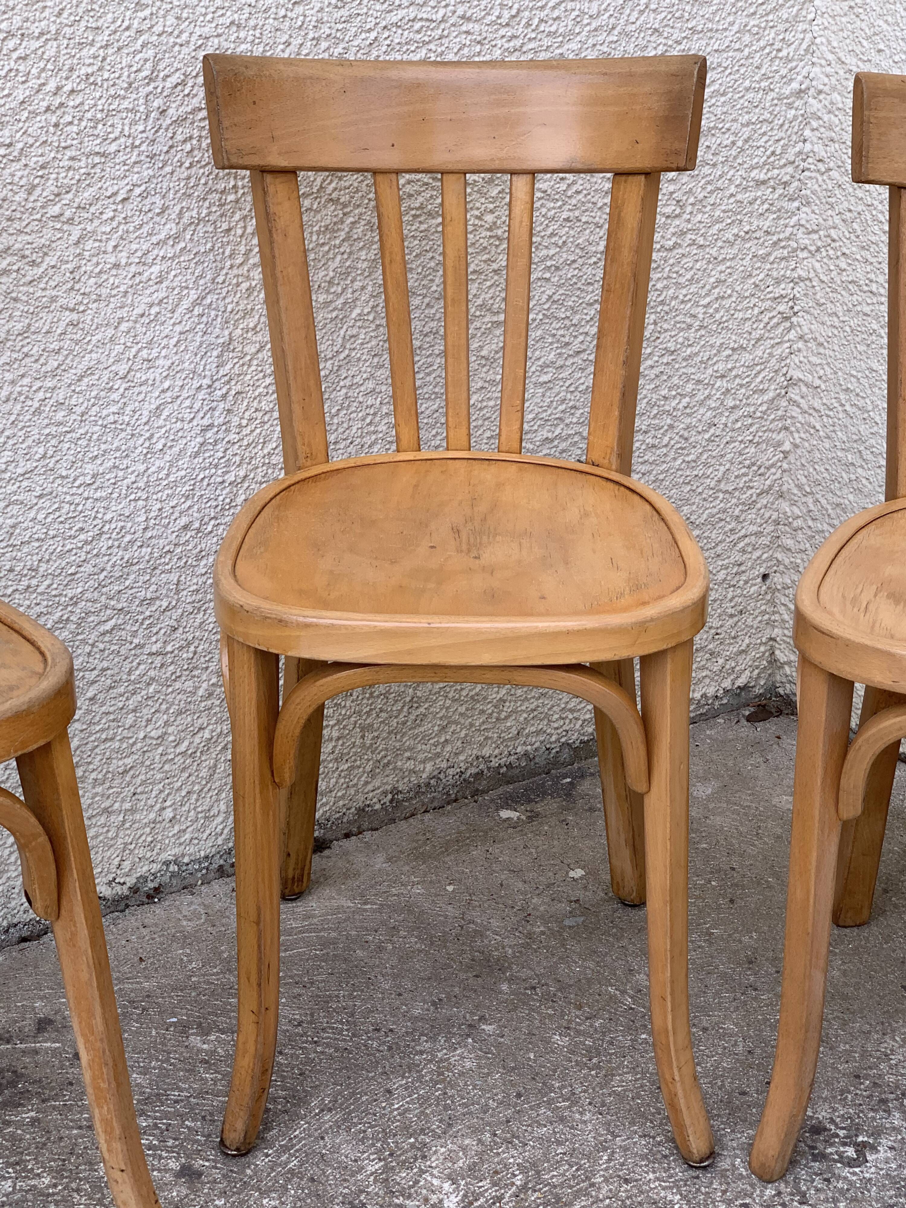 Suite of 4 chairs bistro Baumann 1967