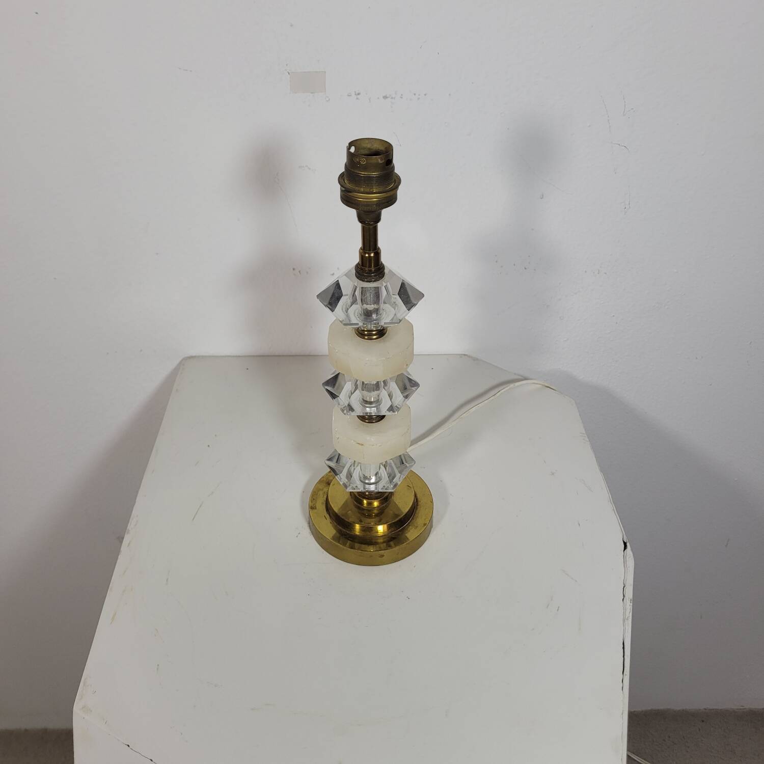 Vintage lamp in marble, glass and brass 1950s