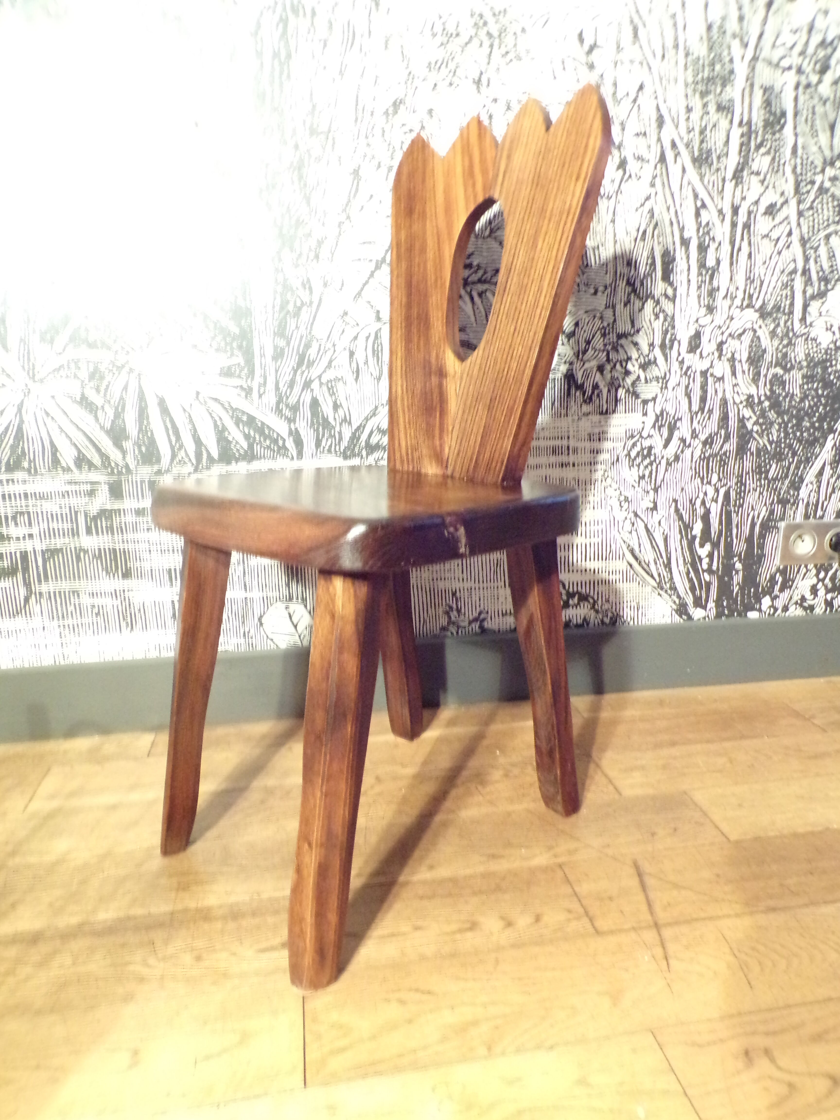 Brutalist chair in solid elm