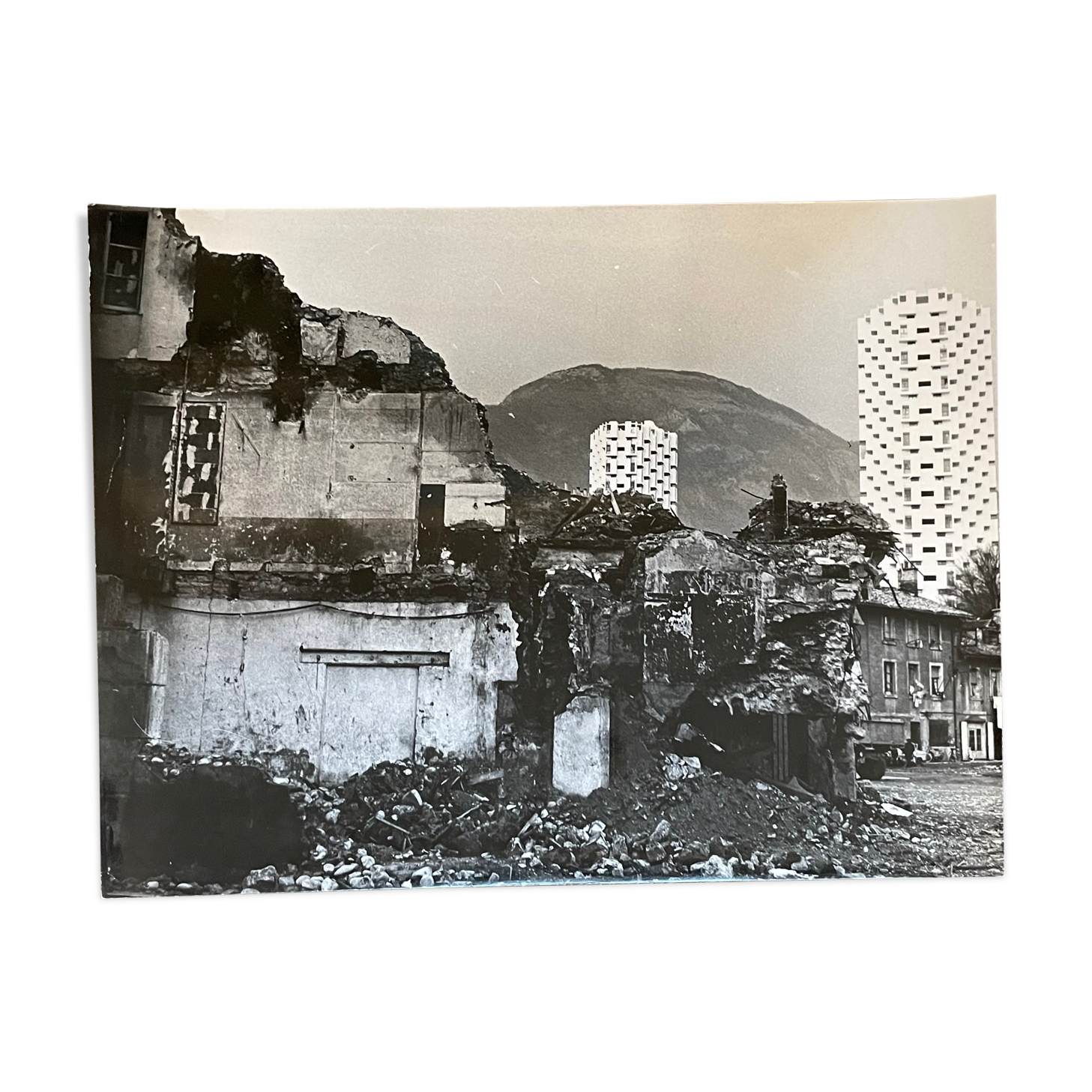 Photograph black and white silver print circa 1970 architecture