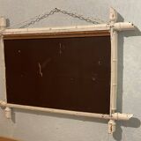 Miroir bambou blanc vintage ancien 72 X 53cm