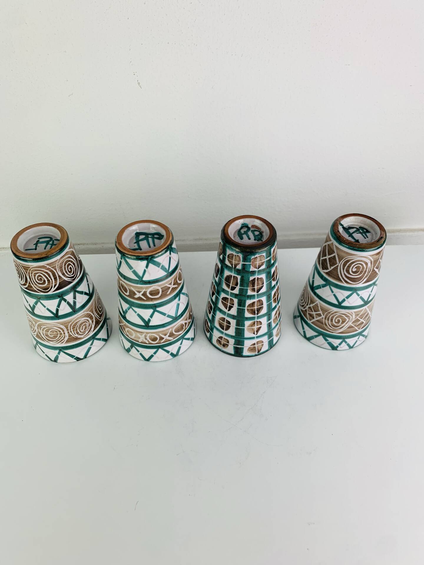 4 gobelets en céramique Robert Picault à Vallauris, années 60