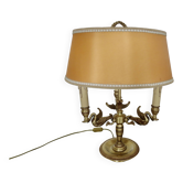 Lampe Lucien Gau style Empire en bronze massif doré à l'or vif "aux cygnes"