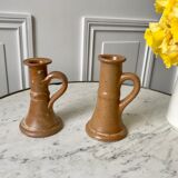 Pair of stoneware candlesticks 70s