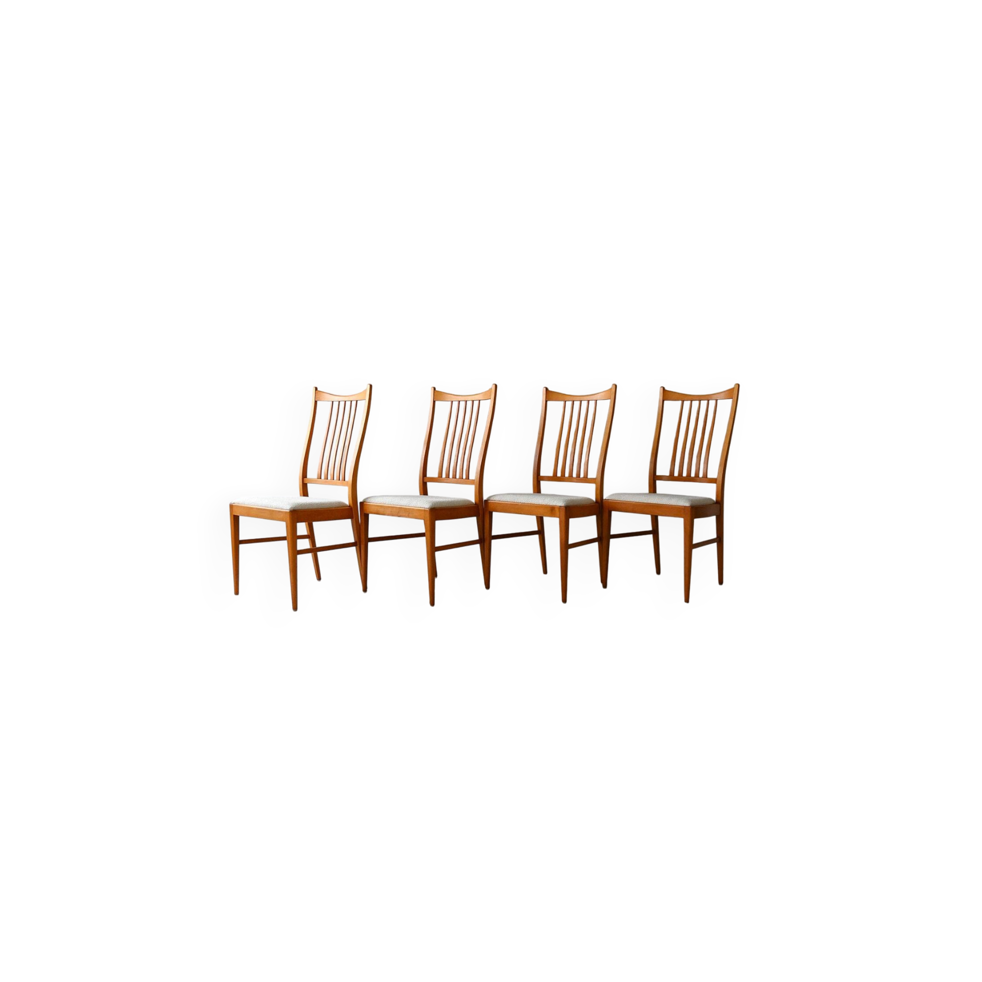 Lot de 4 chaises scandinaves vintage en hêtre des années 1950