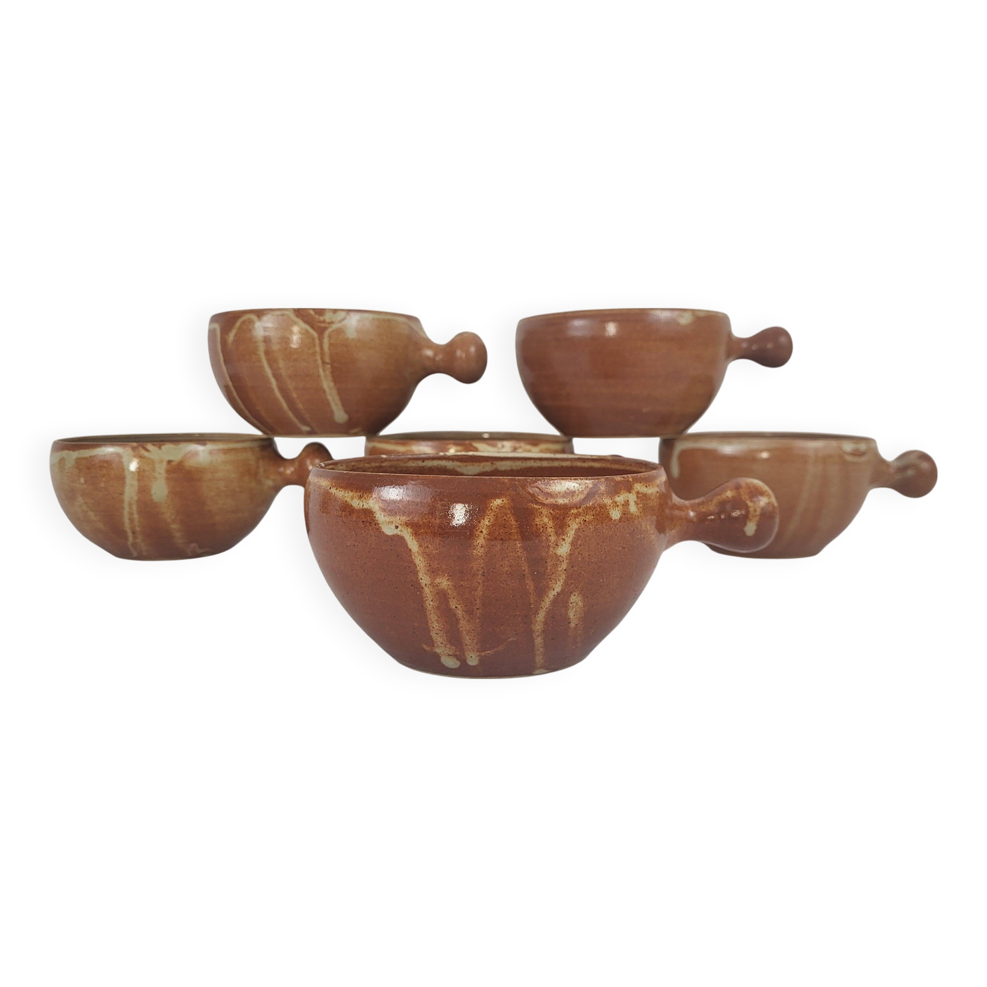 6 Puisaye stoneware bowls