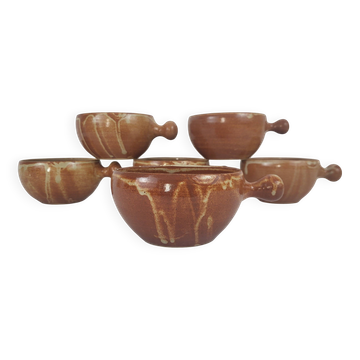 6 Puisaye stoneware bowls