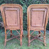 4 Perret and Vibert bamboo and rattan chairs