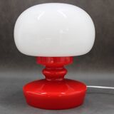 1970s Stepan Tabery Red Glass Mushroom Table Lamp, Czechoslovakia