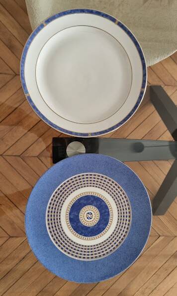 Christofle Océana Bleu dinner service, porcelain and fine gold