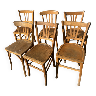 Chaises de bistrot en bois x6
