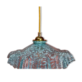 Vintage aabt-jour pendant lamp in blue Clichy glass