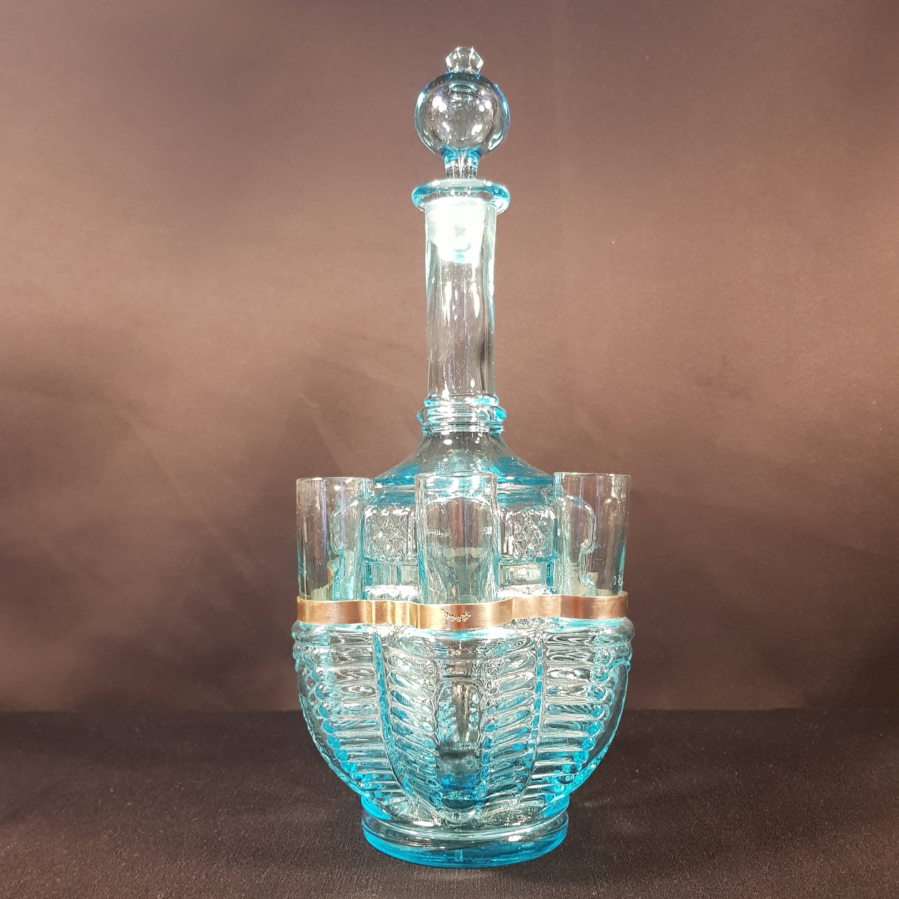 Blue Art Nouveau carafe