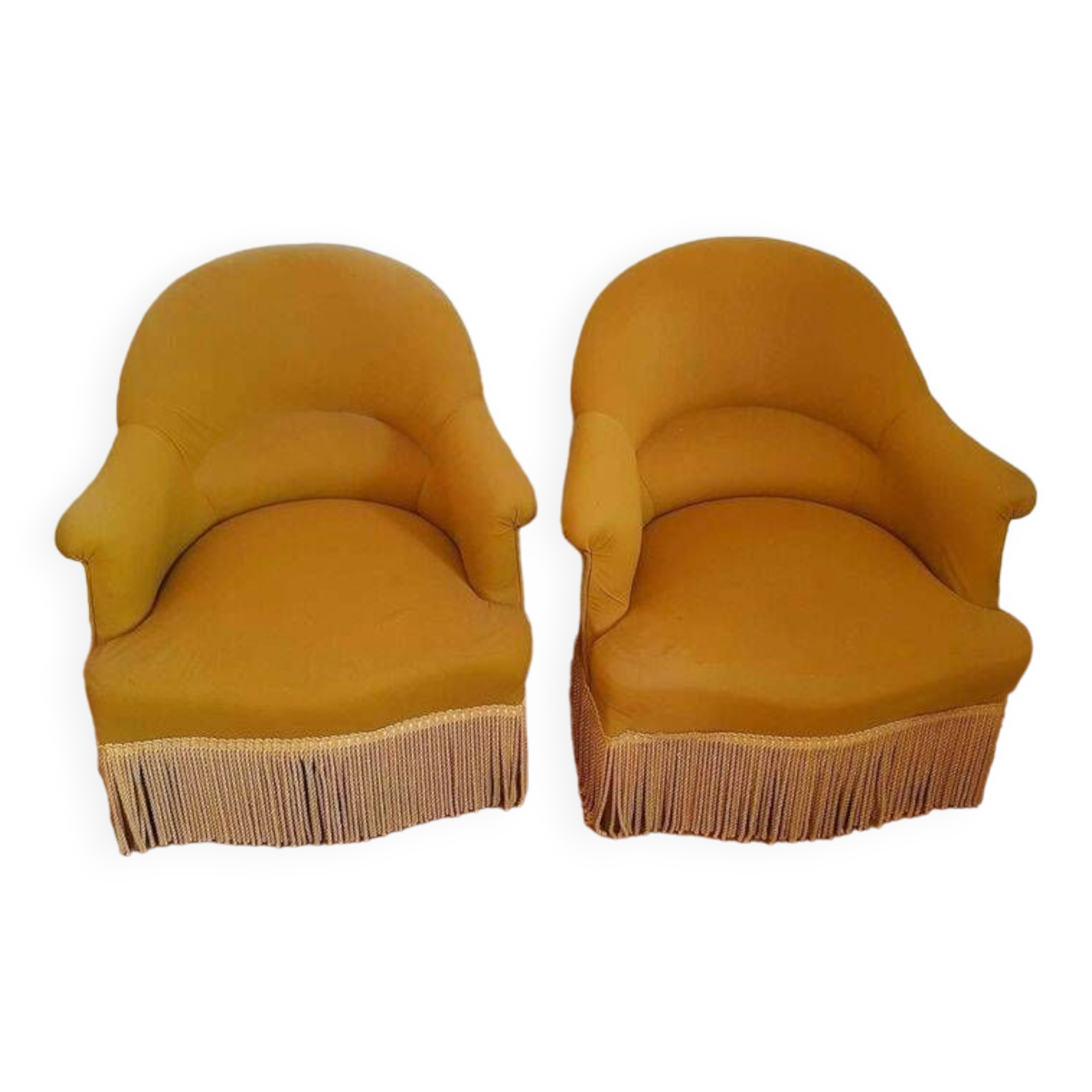 Pair of yellow toad armchairs