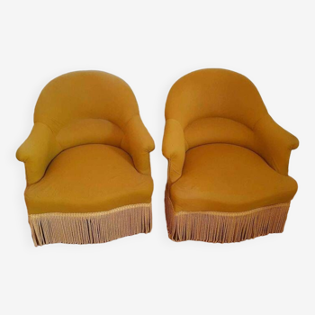 Paire de fauteuils crapauds jaune