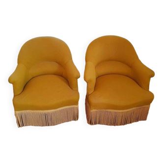 Pair of yellow toad armchairs