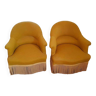 Paire de fauteuils crapauds jaune