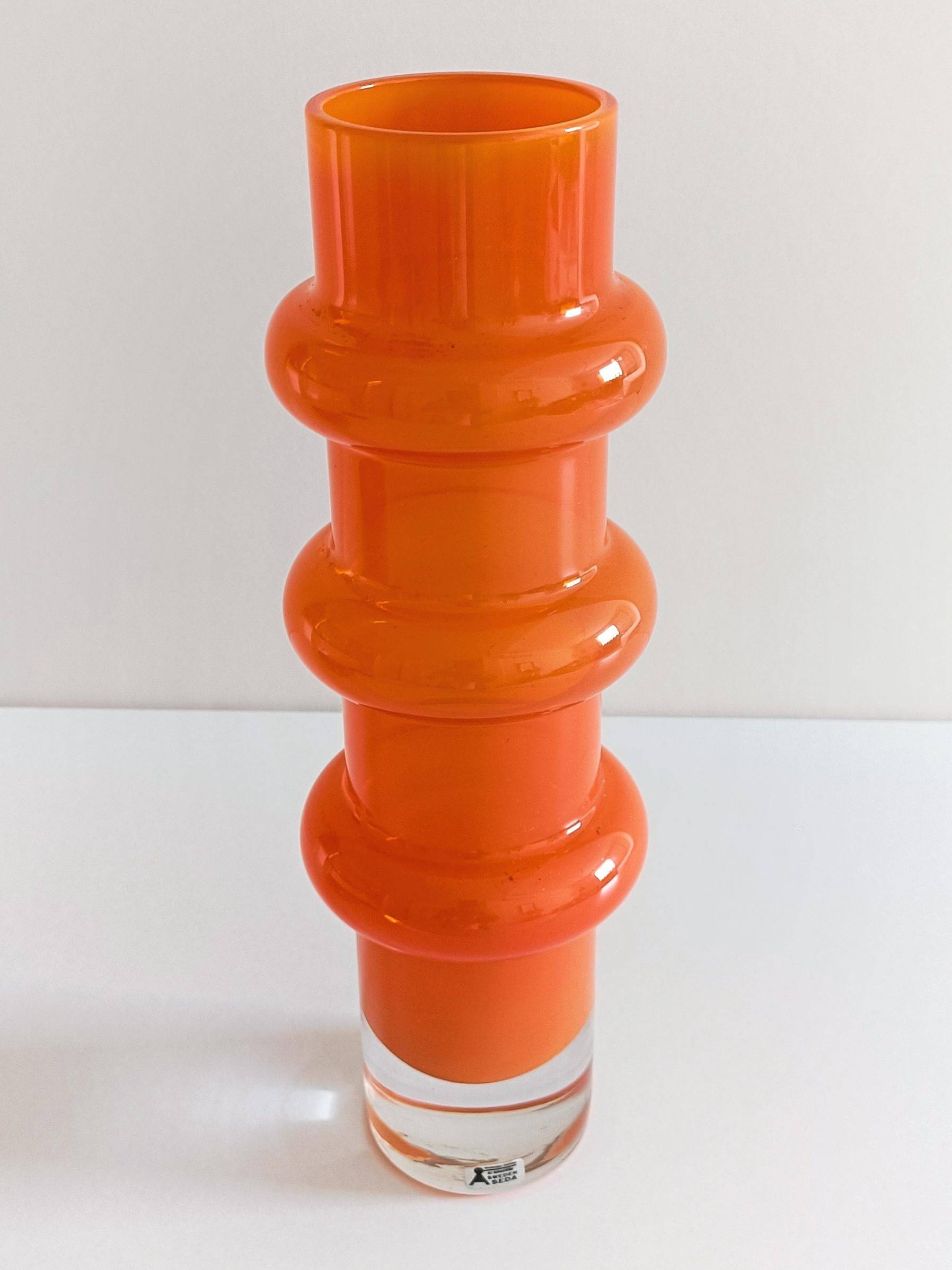 Scandinavian Modern Hooped Glass Vase by Aseda, Sweden 1960s