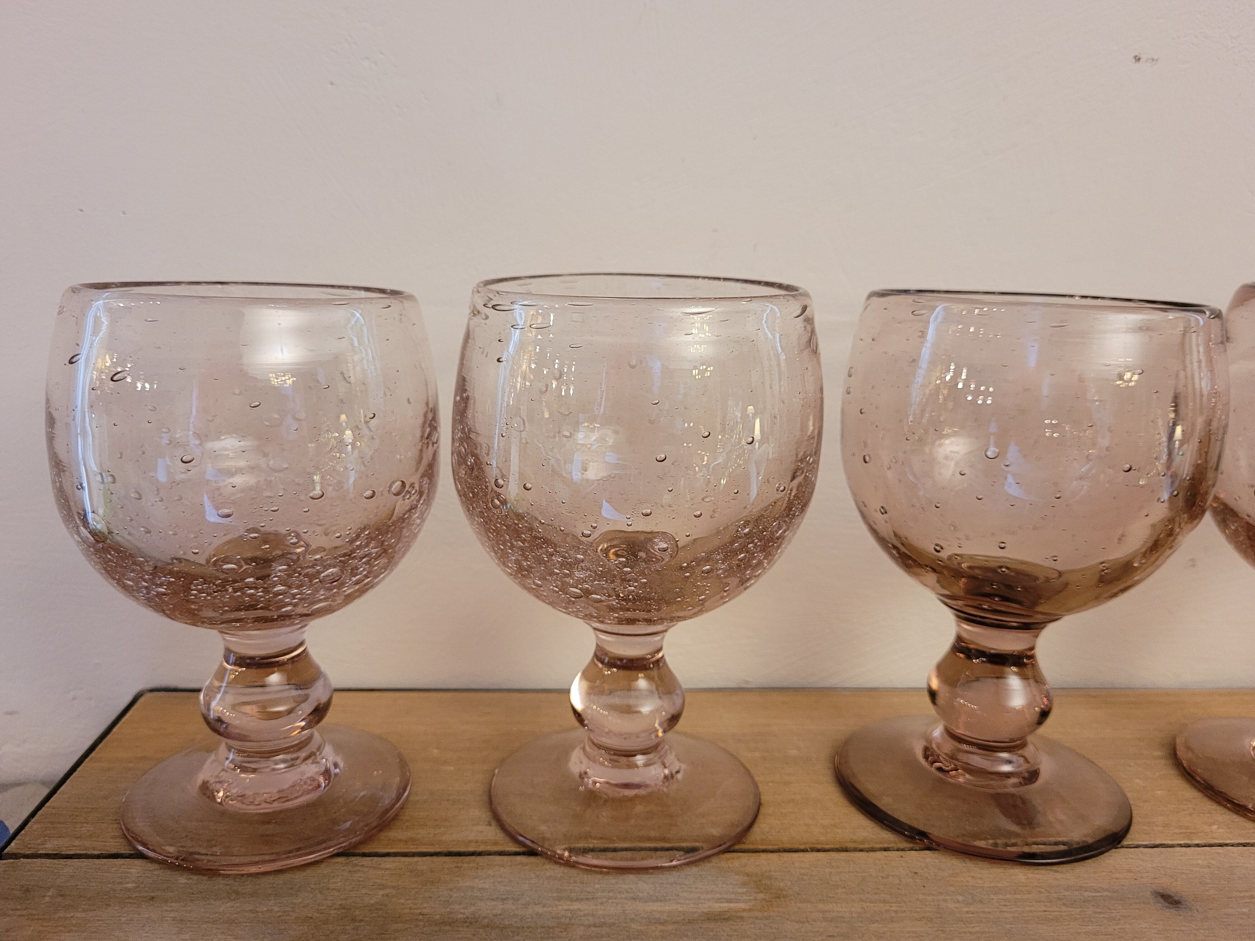 6 bubble blown glasses 70's