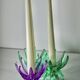 Friedel Lotus Lucite candle holders Germany 1960 x3